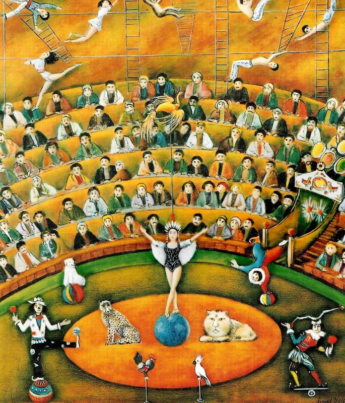 61 İsmail Yalçın, Sirk, 65x55 cm, Tuval Üzerine Yağlıboya (1997)