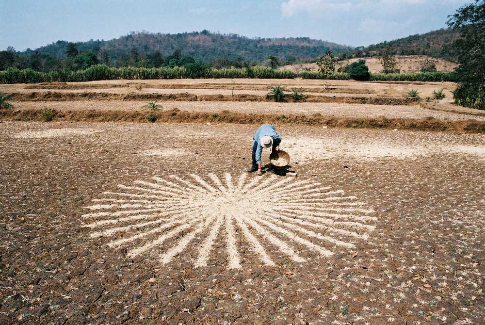 42 Making Paddy-Field Chaff Circle Warli Tribal Land Maharastra India 2003