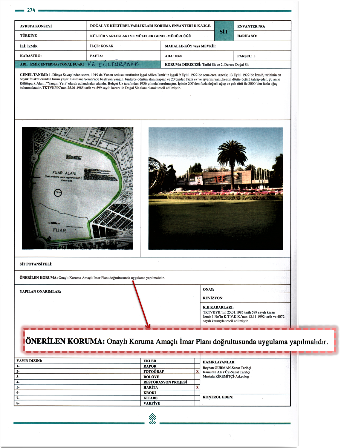 Kültürpark Tescil Fişi (A)