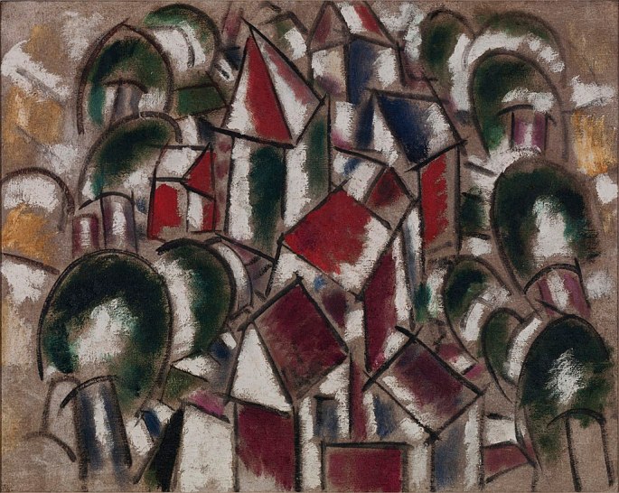 1024px-Fernand_Léger,_1914,_Paysage_No._1_(Le_Village_dans_la_forêt),_oil_on_burlap,_74_x_93_cm,_Albright-Knox_Art_Gallery
