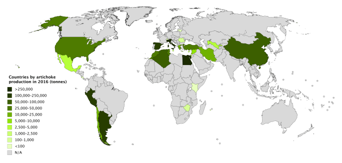 Dünya Enginar Üretim Haritası 2016